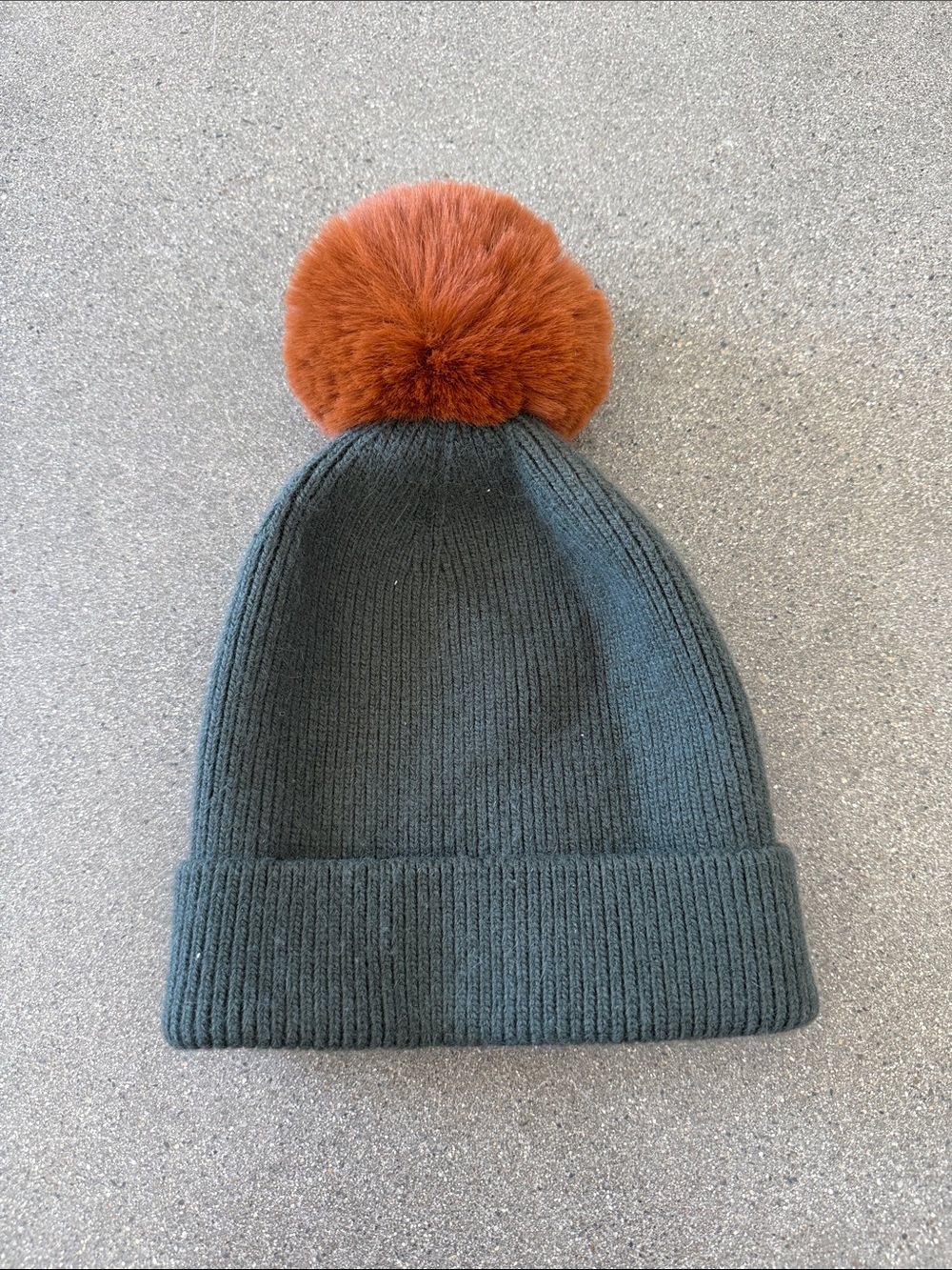 Anthropologie Kids Knit Beanie in Forest Green with Rust Pom